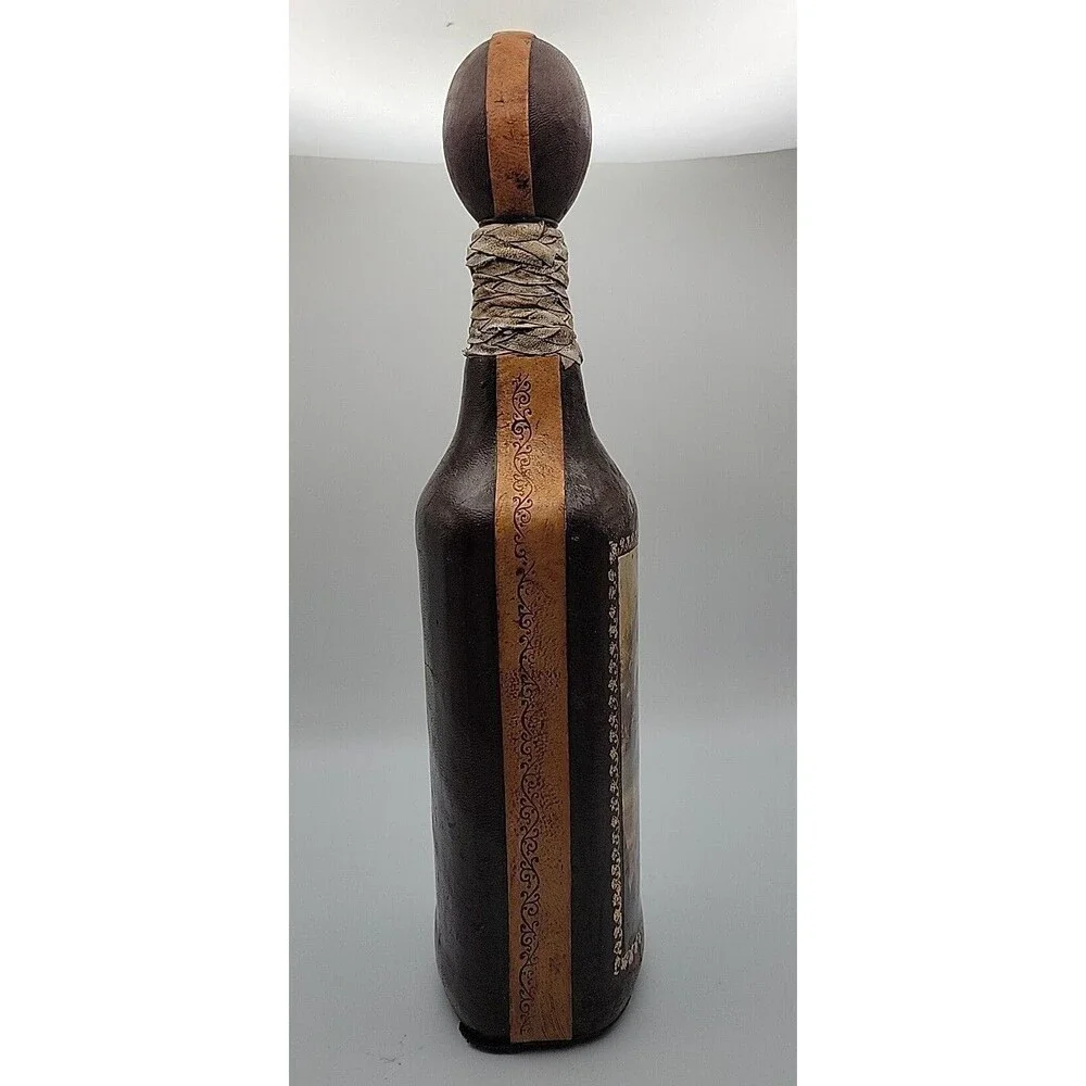 Vintage Rico Leather Covered Glass Liquor Bottle Decanter Made in Italy